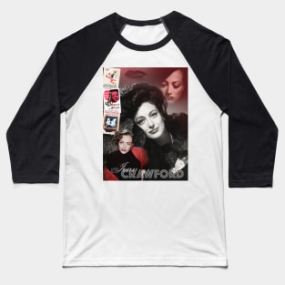 Joan Crawford Collage Portrait Baseball T-Shirt